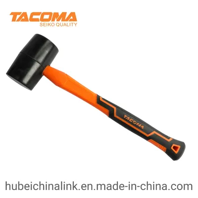 24 Oz Black Rubber Mallet with TPR Plastic Coated Handle