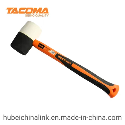 32 Oz Half Black Half White Rubber Mallet with TPR Plastic Coated Handle