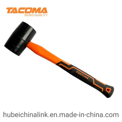 32 Oz Black Rubber Mallet with TPR Plastic Coated Handle