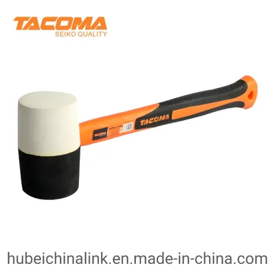 8 Oz Half White Half Black Rubber Mallet with TPR Plastic Coated Handle