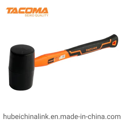 8 Oz Black Rubber Mallet with TPR Plastic Coated Handle